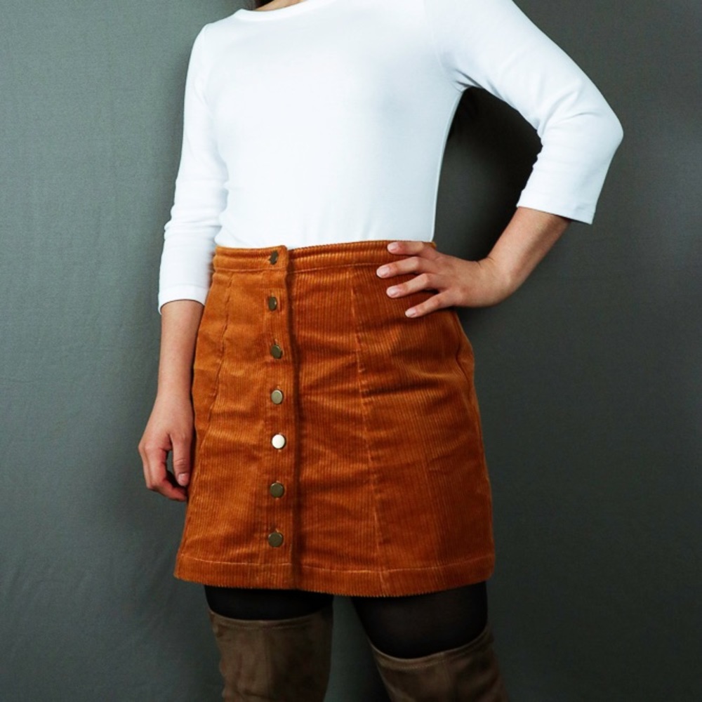 Orange corduroy skirt